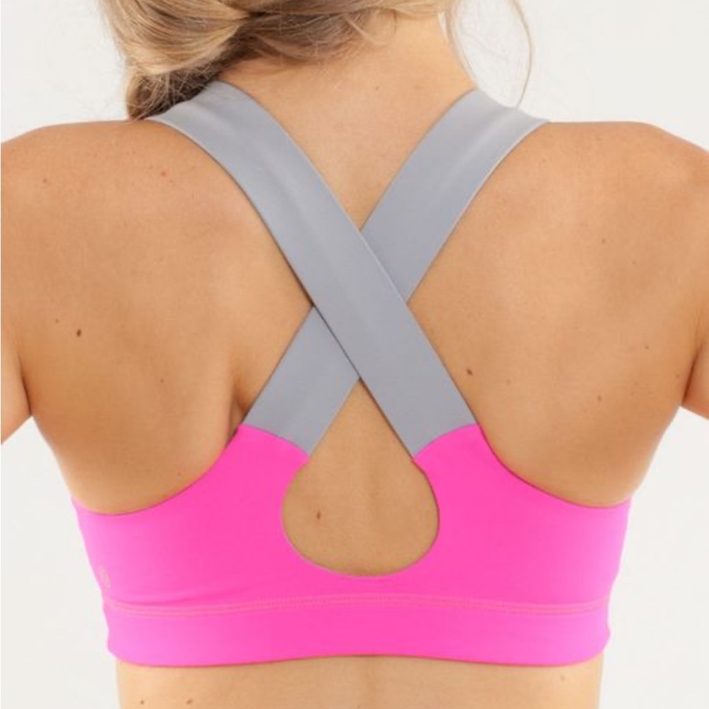 Lululemon All Sport hot pink bra size 10 gray heathered slate